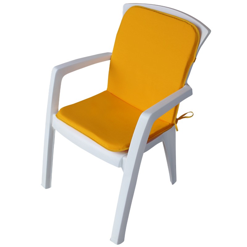 Angerer Cuscino Per Sedia 60 X 190 Cm: Design Giallo-Bianco, 100% Cotone, Con Lacci Per Fissaggio, Prodotto In Germania